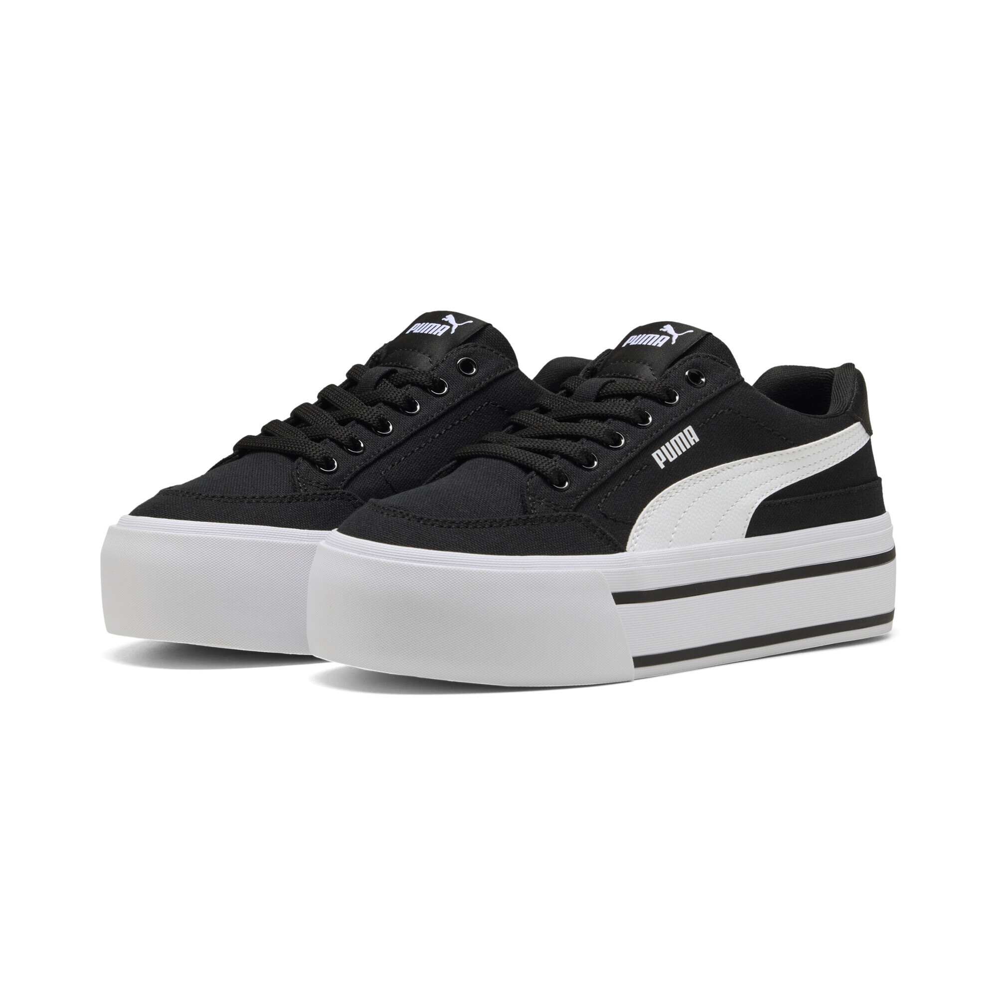 Sneaker PUMA "Court Classic Vulc Platform Sneakers Damen", Damen, Gr. 41, schwarz, weiß, Obermaterial: Textil, Synthetik; Futter: Textil; Innensohle: Textil; Laufsohle: Gummi, Schuhe Sneaker