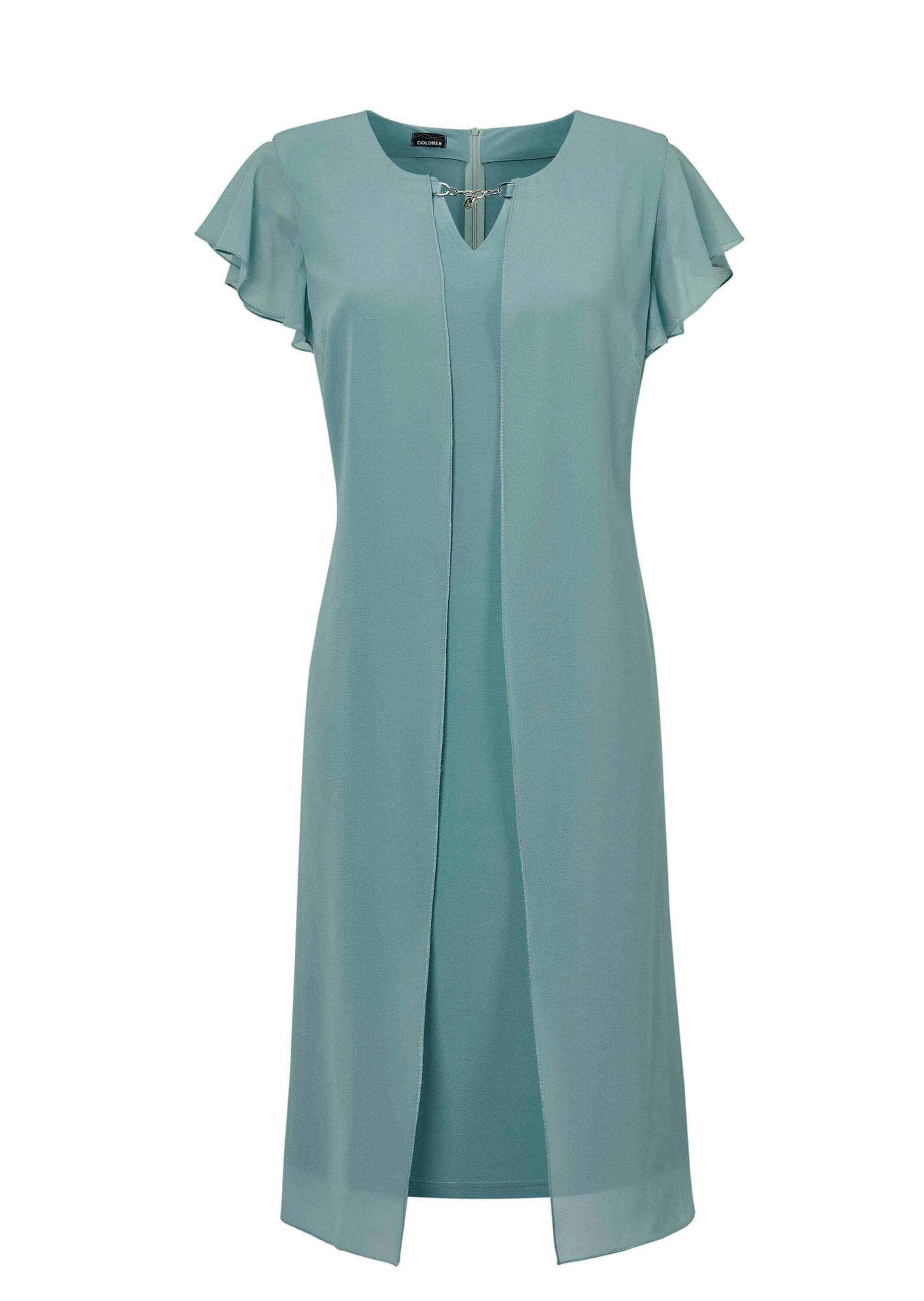 Abendkleid GOLDNER "Kleid", Damen, Gr. 52, N-Gr, grün (thymian), Obermaterial: 96% Polyester PES. 4% Elasthan EL., Kleider Abendkleid