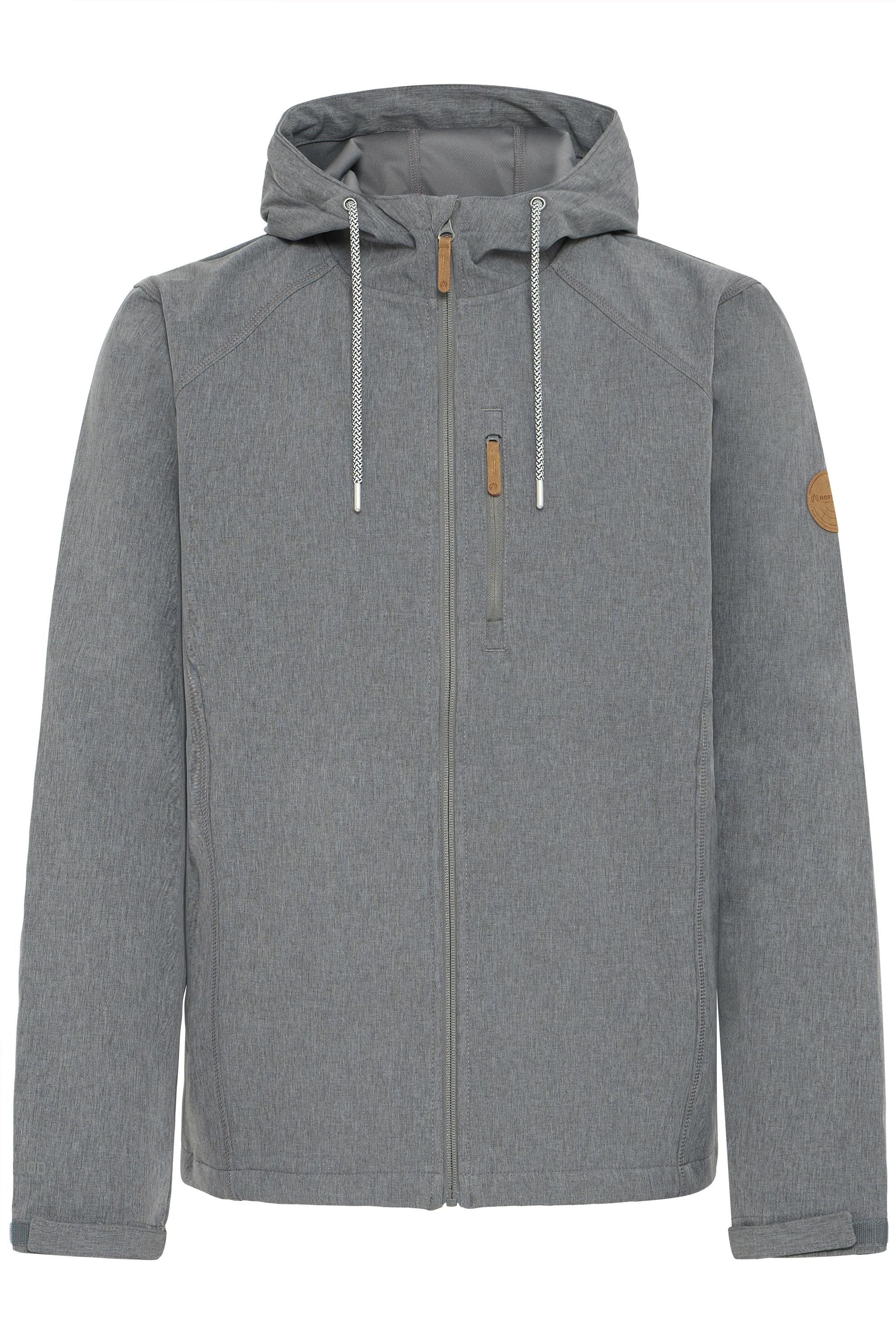 Softshelljacke NORTH BEND "Softshelljacke NBThore M Softshell W-PRO 8000", Herren, Gr. M, grau (dunkelgrau melange), Obermaterial: 96% Polyester PES. 4% Elasthan EL., Jacken Softshelljacke