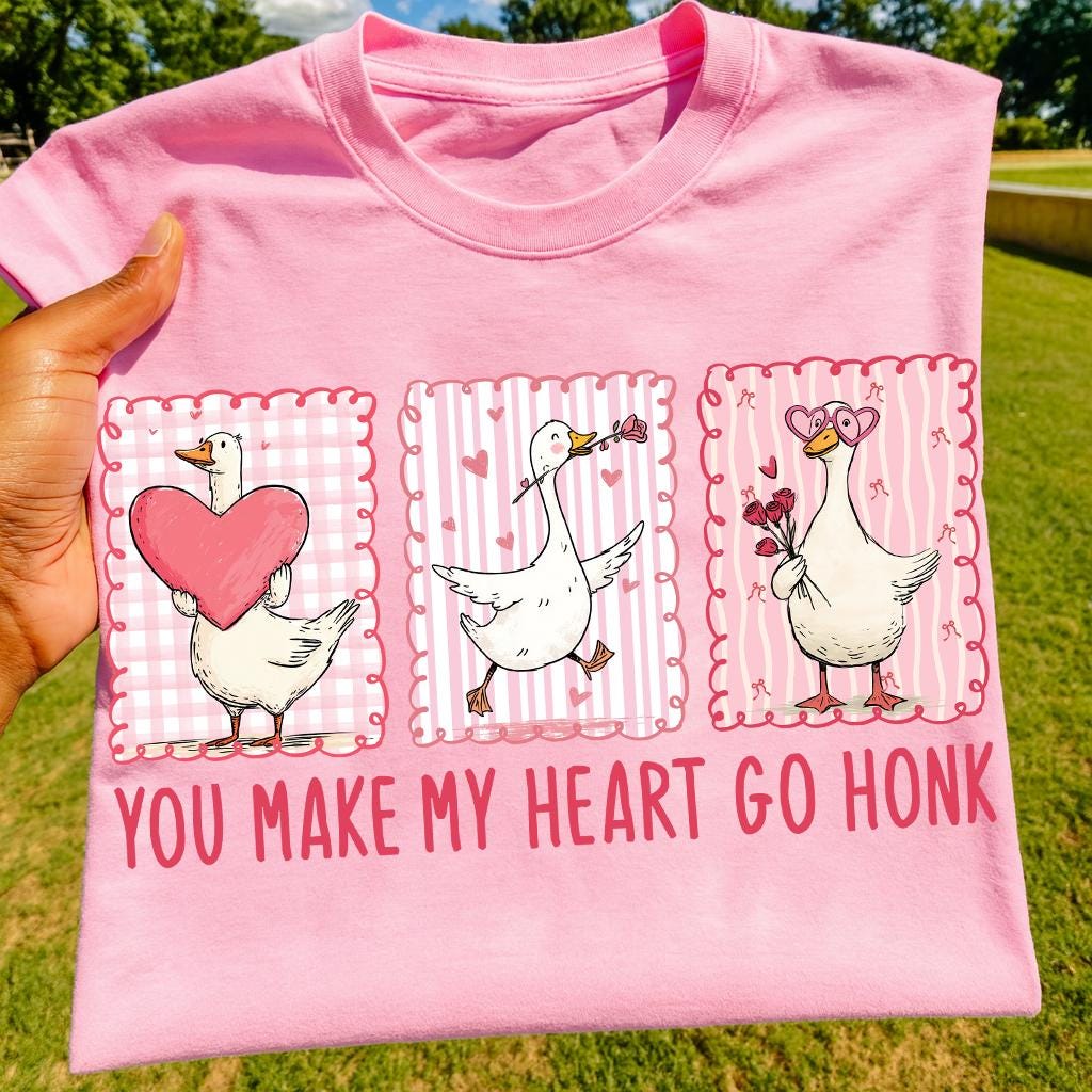 Drôle d'oie de la Saint-Valentin PNG, conception de chemise rose coquette Saint-Valentin, vous faites mon coeur aller klaxon en sublimation, télécharg