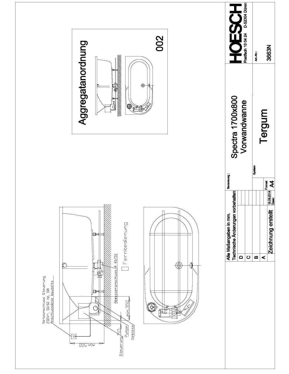 Hoesch Whirlwanne Spectra 3663 & Tergum Whirl, 3663N.010305002 Image
