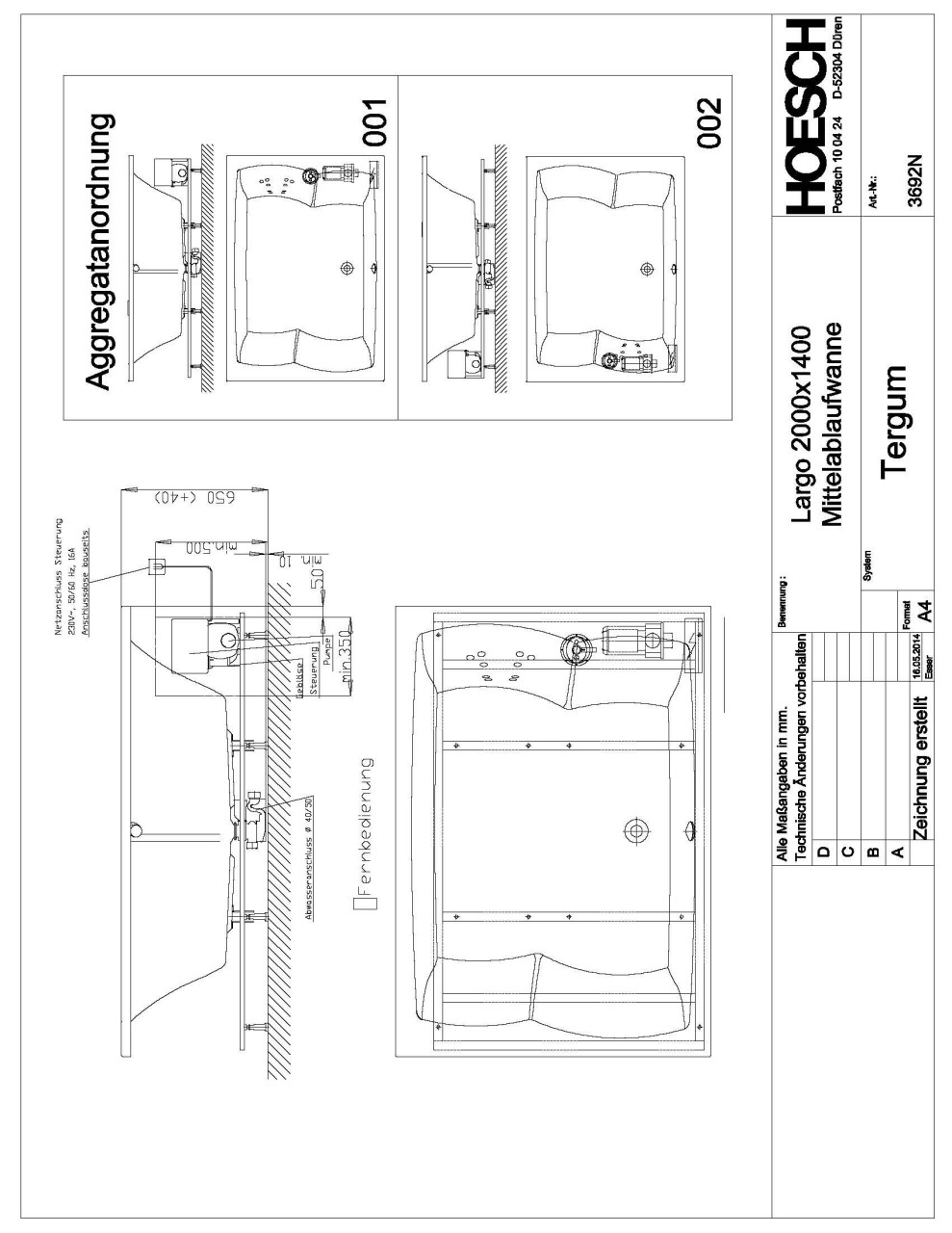 Hoesch Whirlwanne Largo 3692 & Tergum Whirl, 3692N.010305002 Image