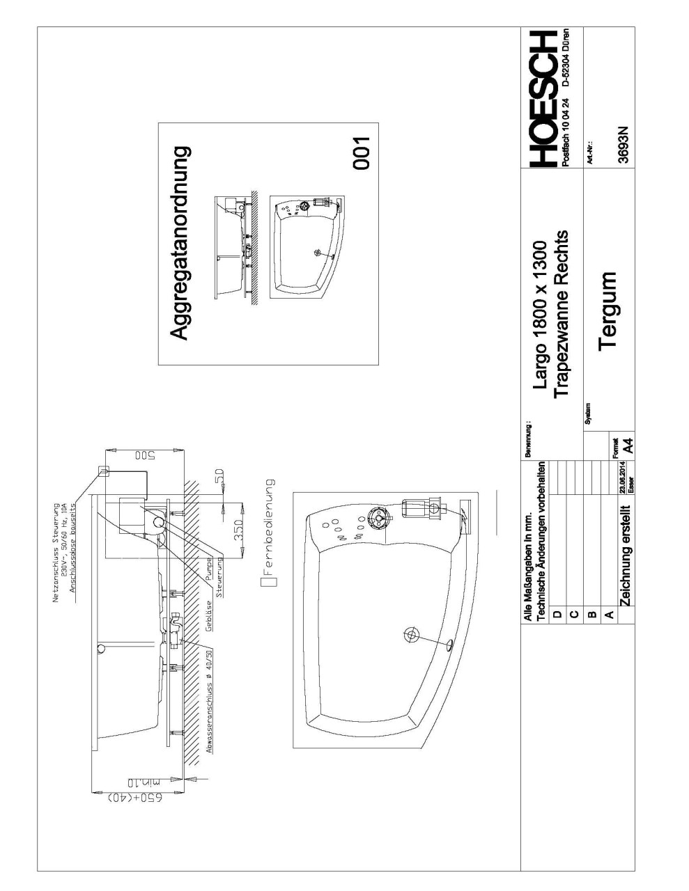 Hoesch Whirlwanne Largo 3693 & Tergum Whirl, 3693N.010305001 Image