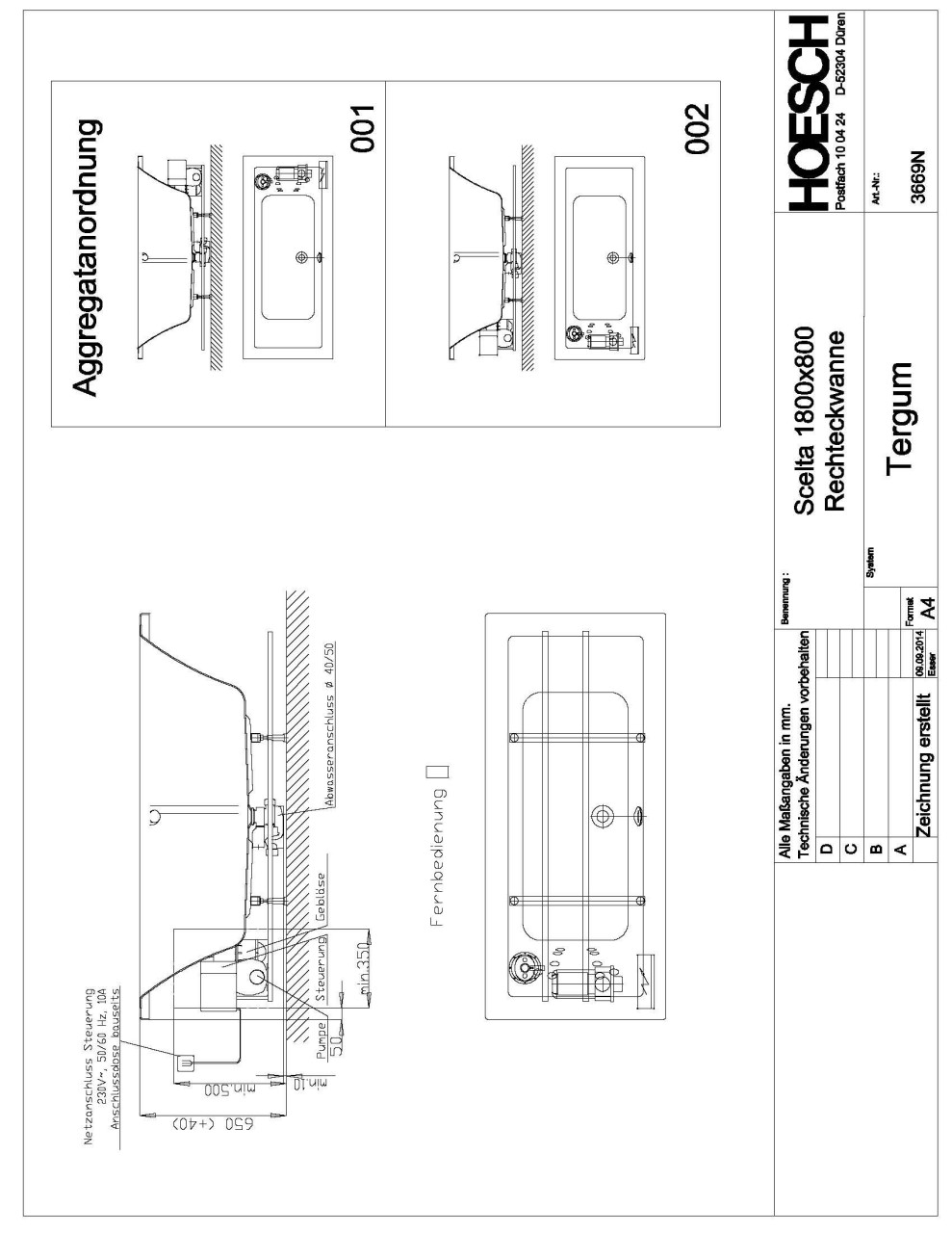 Hoesch Whirlwanne Scelta 3669 & Tergum Whirl, 3669N.010305002 Image