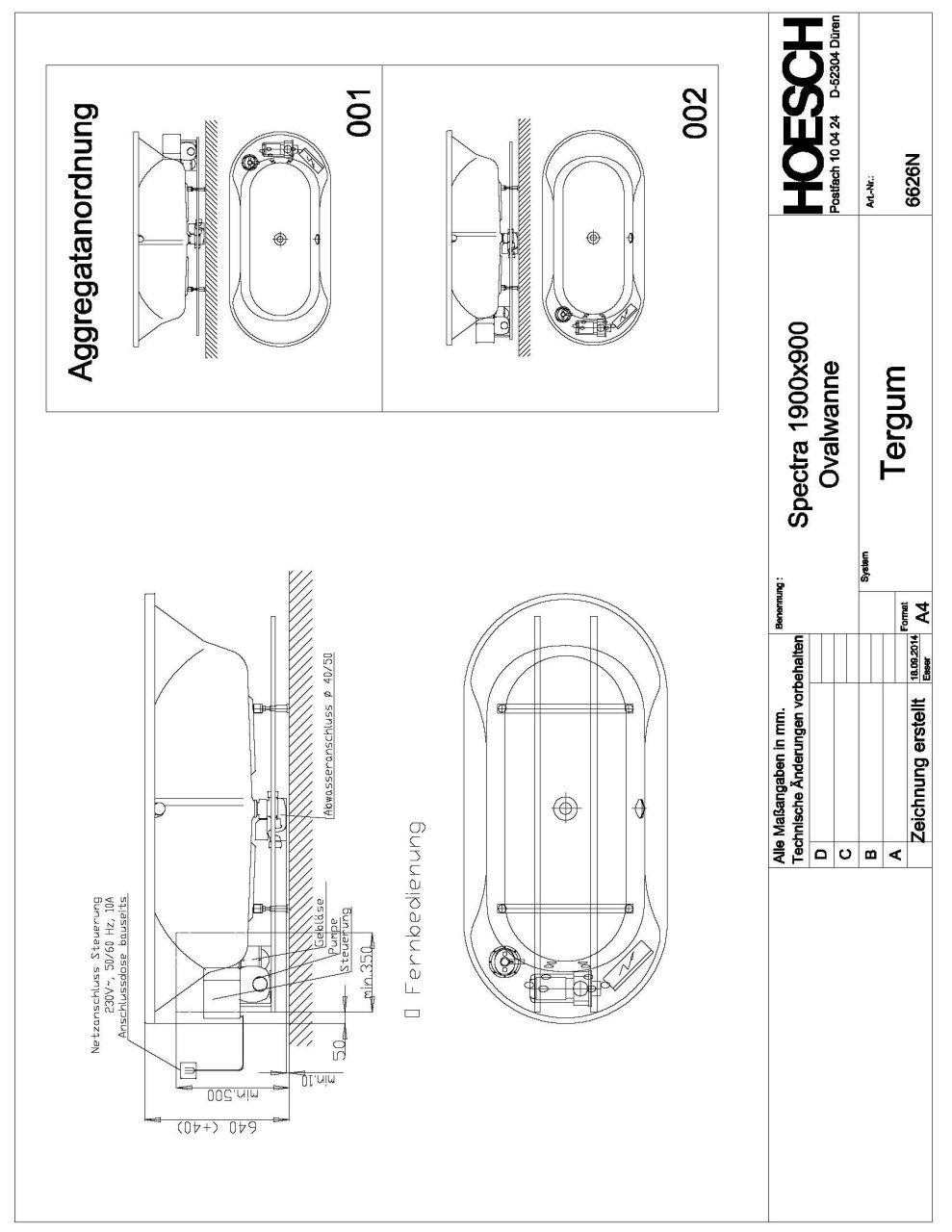 Hoesch Whirlwanne Spectra Oval 1900x900 mit System Tergum Whirl Weiss/Chrom/Motor links 6626N.010305002 Image