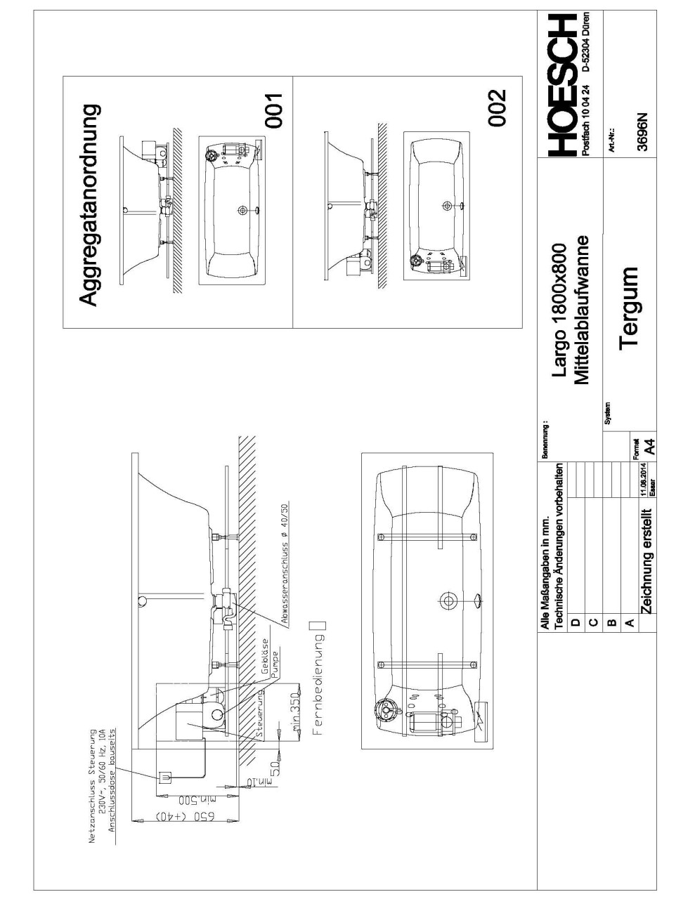 Hoesch Whirlwanne Largo 3696 & Tergum Whirl, 3696N.010305002 Image