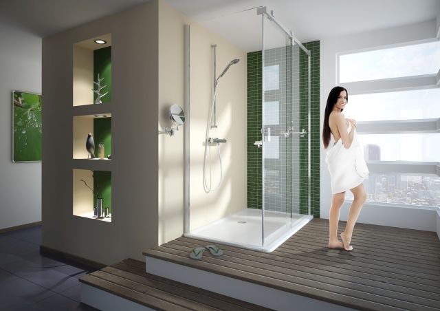 Hoesch Duschabtrennung Muna 1500x900 re. Eckversion, Everclean, Haltestange eloxal silber, 9228715.1 9228715.101401 Image