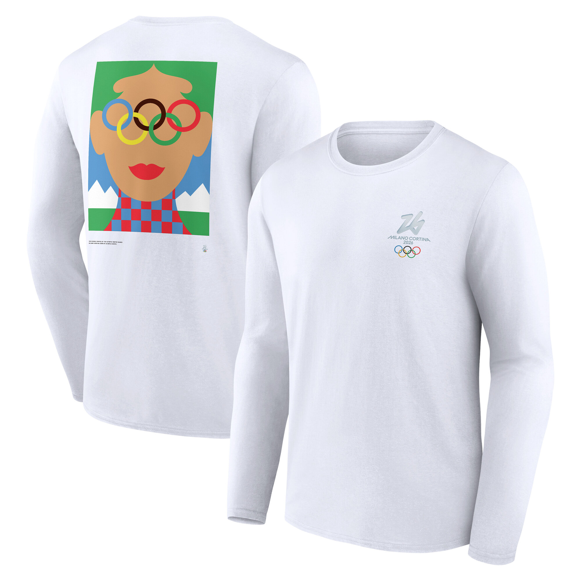 Milano Cortina 2026 Langarmshirt mit ikonischem Poster-Grafik – Weiß Image