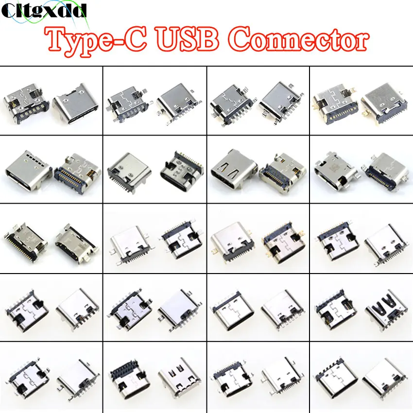 Cltgxdd 20pcs USB Typ C Jack Connector Aufladen Dock Port Stecker Typ-C Buchse Für JBL Lenovo xiaomi Huawei Samsung Sony Image