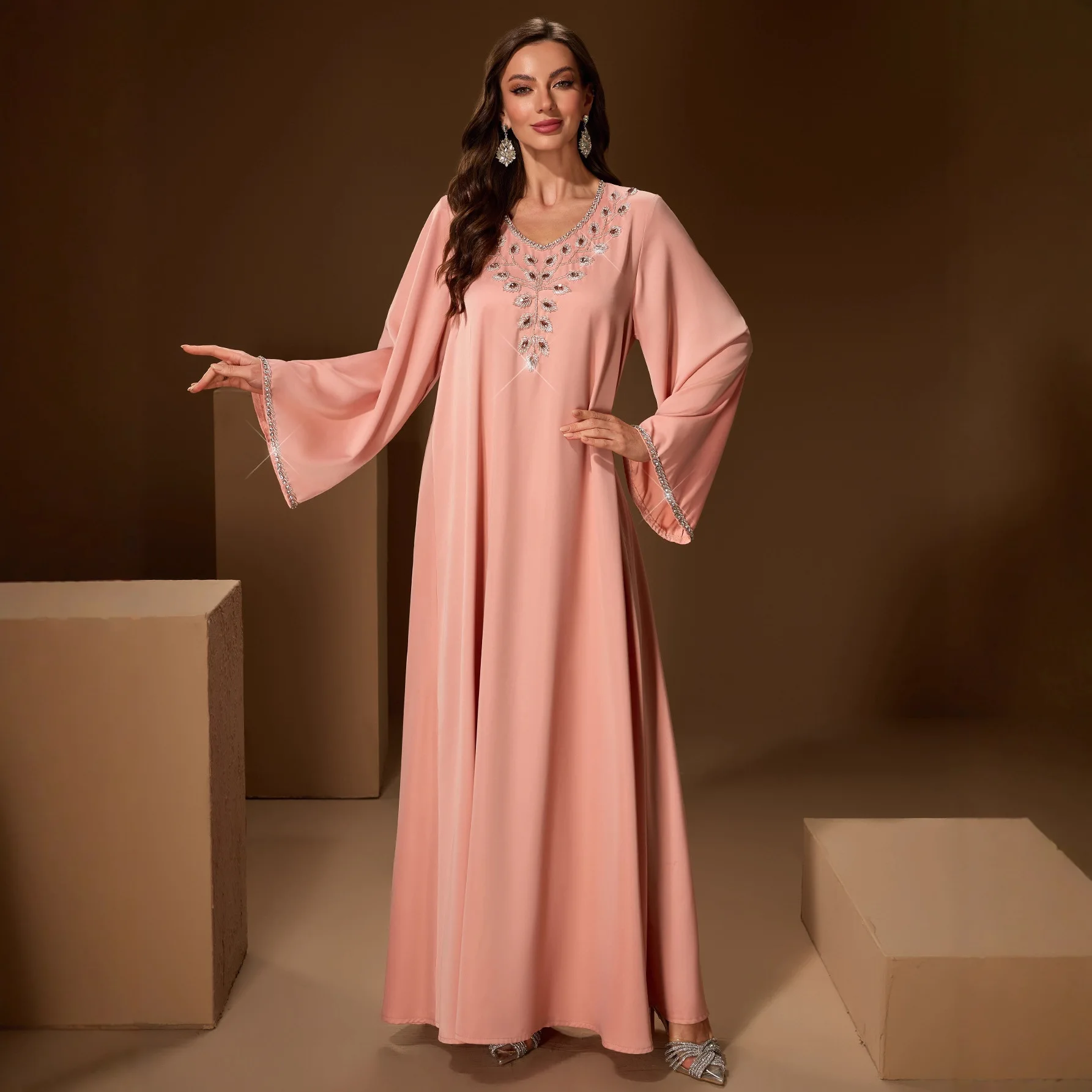 Eid Damenkleid Ramadan Abaya Party Vestidos Largos Muslim 2026 Jalabiya Marokko Kaftan Dubai Islam Arabisches Langes Gewand Image
