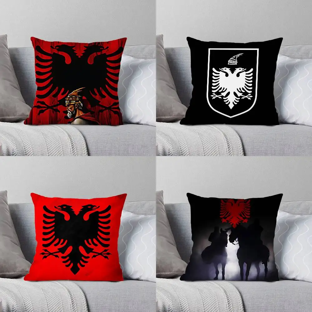 Cool-H-Albania-F-FlagS Anpassbare quadratische Kissenbezüge, stilvoll und weich, perfekt für Betten, Autos und Sofas. Image
