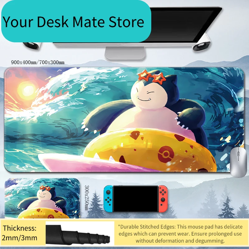 Hochwertige Bedruckte Snorlax Kinder-Leder-Mausmatte Pokémon Anime Zubehör Große Schreibtischunterlage für Schüler Image