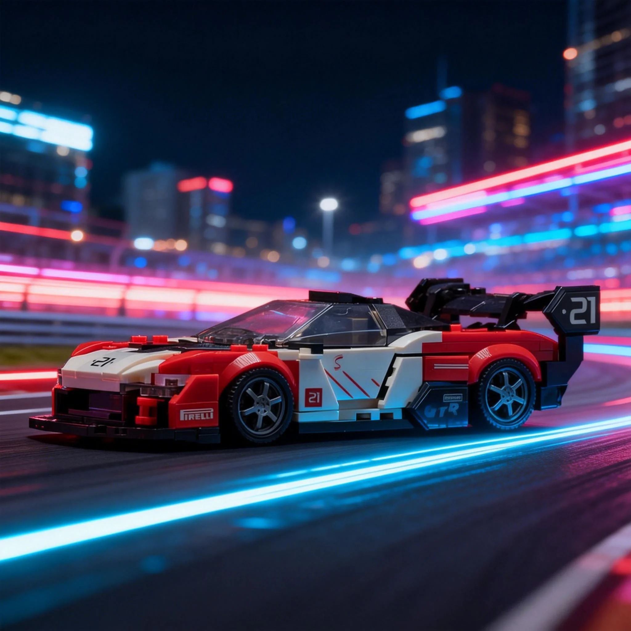 MOC Speed Racer Sportwagen Bausteine Technisches Rennfahrzeug Supercar Garagenszene Montage-Bausteine Spielzeug für Kinder und Erwachsene Geschenke Image