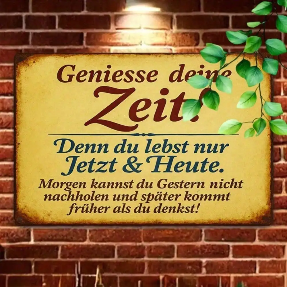 Metallschild „Enjoy Your Time Now“, 20,3 x 30,5 cm, Retro-Wandkunst für Zuhause, Bar, Café, Dekoration Image