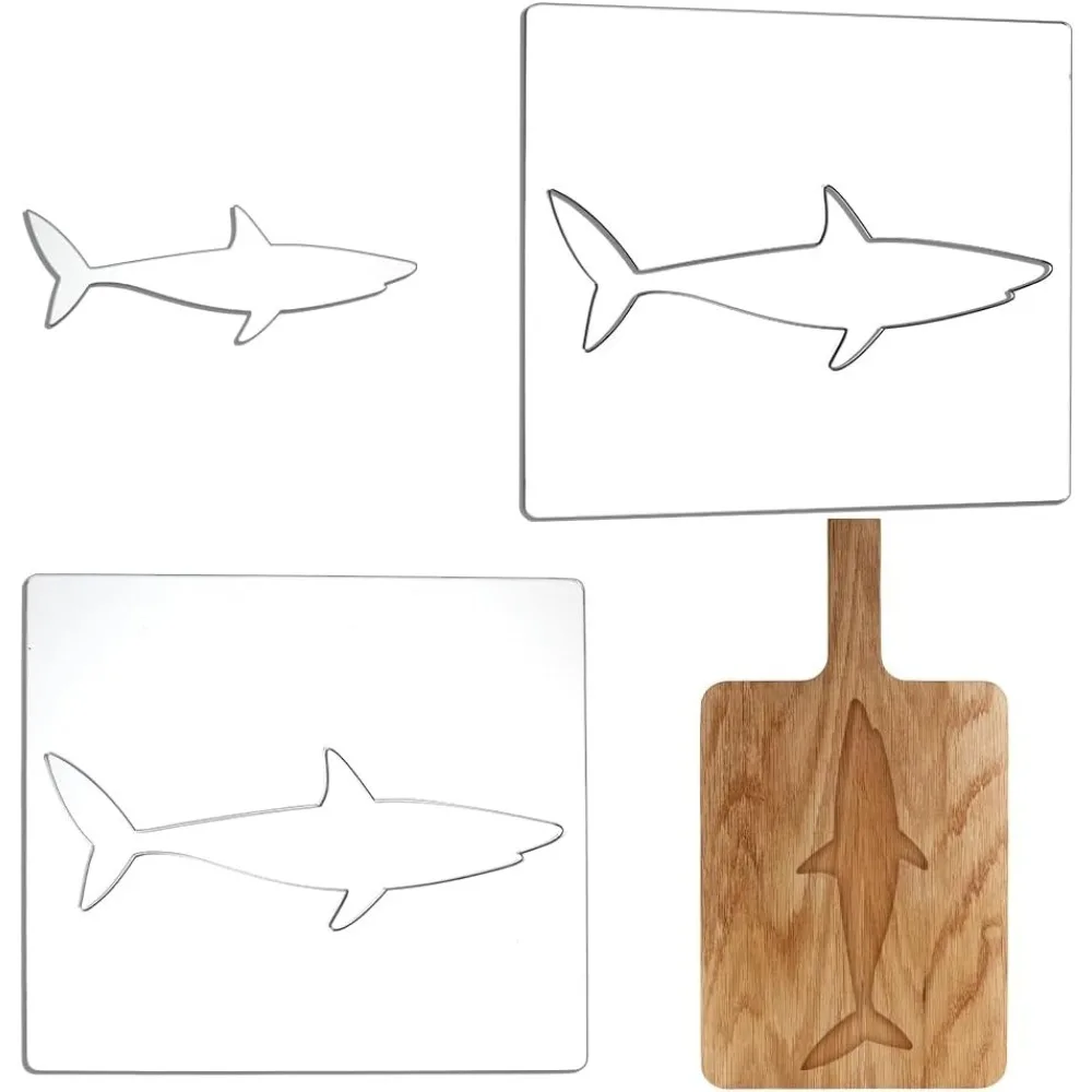 2 Stück Acryl-Fräser-Vorlagen, transparente Hai-Fräser-Vorlage, 5 mm dick, Router-Inlay-Vorlage für die Holzbearbeitung Image