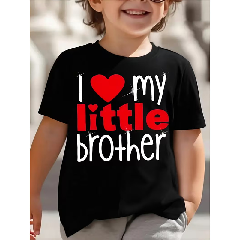 100% Cotton Kids Boys' Black White Red Heart Graphic Letter T shirt Blouse Crew Neck Short Sleeve Outdoor Dailywear Fashion Streetwear Designer Printing Summer