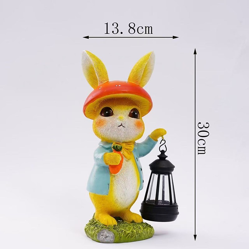Easter Outdoor Solar Waterproof Resin Bunny Lantern, Garden Yard Pathway Lawn Decor, Farm Landscape Lighting, Cute Rabbit Figurine, Outdoor Decorative Accent Light for Garden, Holiday Decor