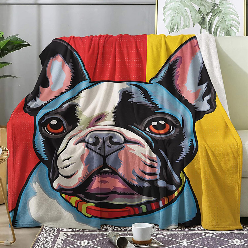 Blanket Fleece Throw Blanket for Couch Dog Classic Modern 3D Sofa Bed Decorative Warm Blanket Home Decor