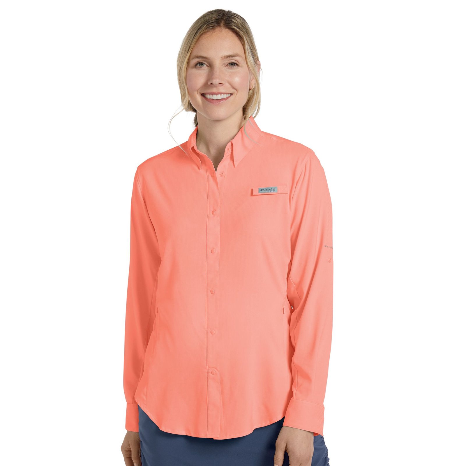 Columbia Women's Tamiami II Long-Sleeve Shirt (Size 2X) Tiki Pink, Polyester