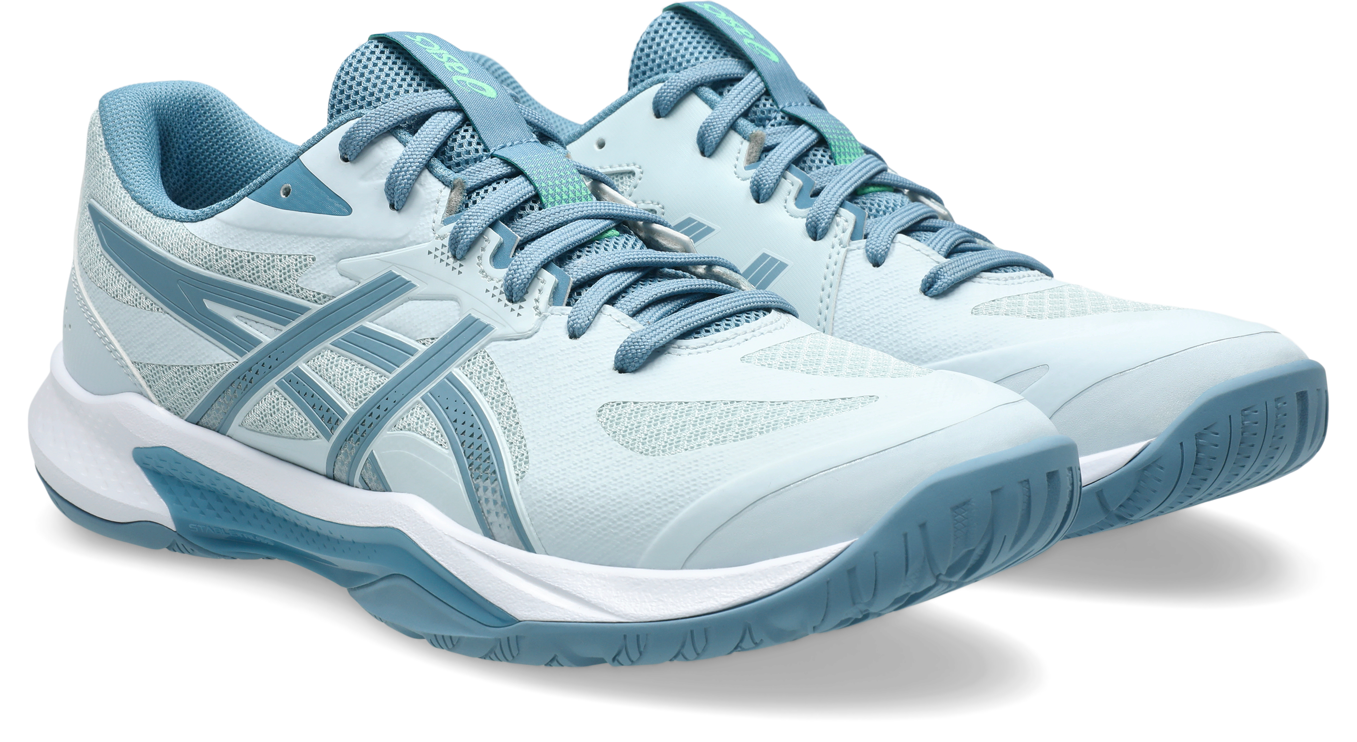Hallenschuh ASICS "GEL-TACTIC 13", Herren, Gr. 43,5, cool grau, saba blau, Synthetik, Schuhe Hallenschuh, besonders geeignet für Handball und Volleyball