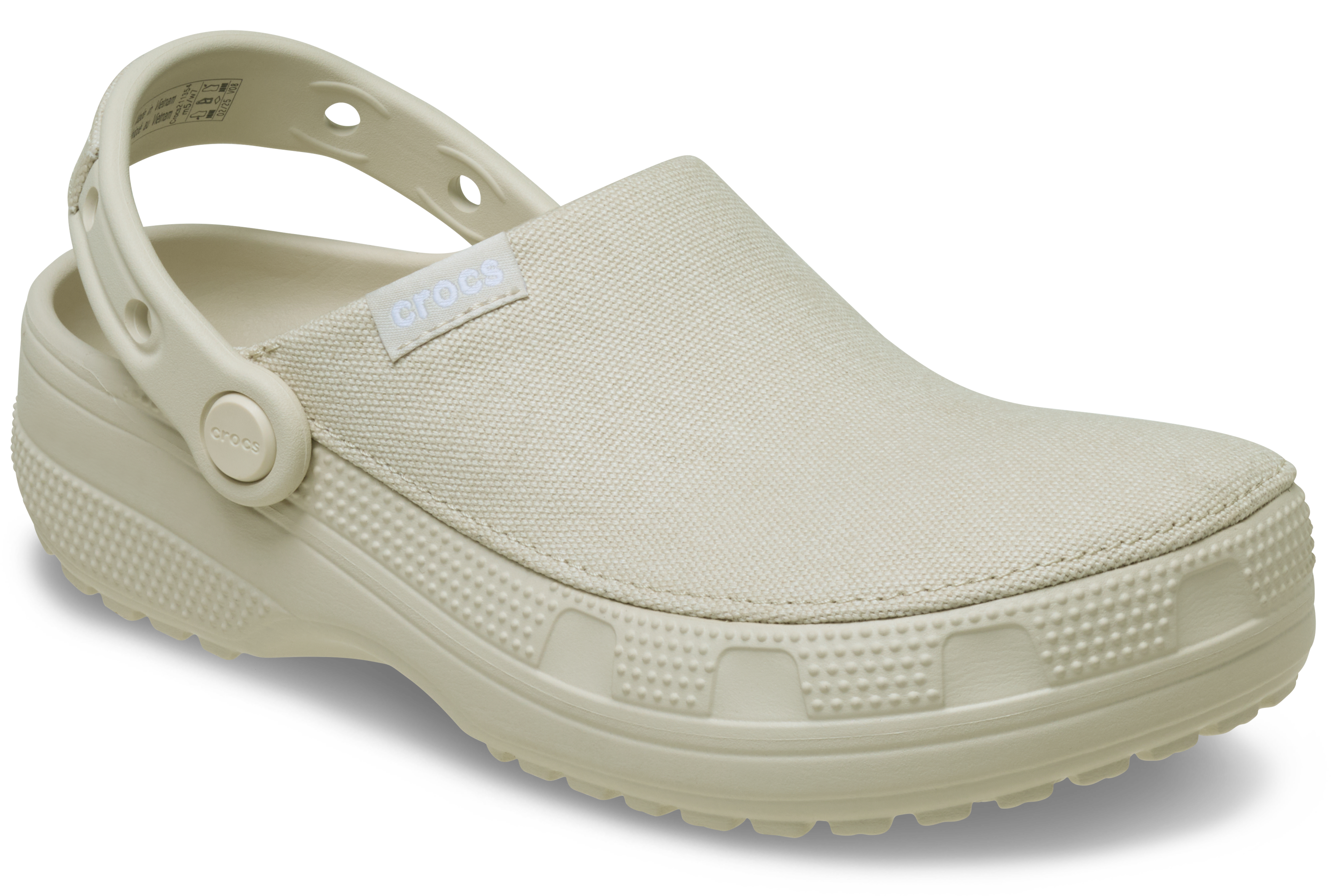 Clog CROCS "Classic Crafted Clog", Damen, Gr. 38, hellgrau, stucco, Textil, unifarben, Schuhe Clog, Sommerschuh, Hausschuh, Gartenschuh mit Fersenriemen