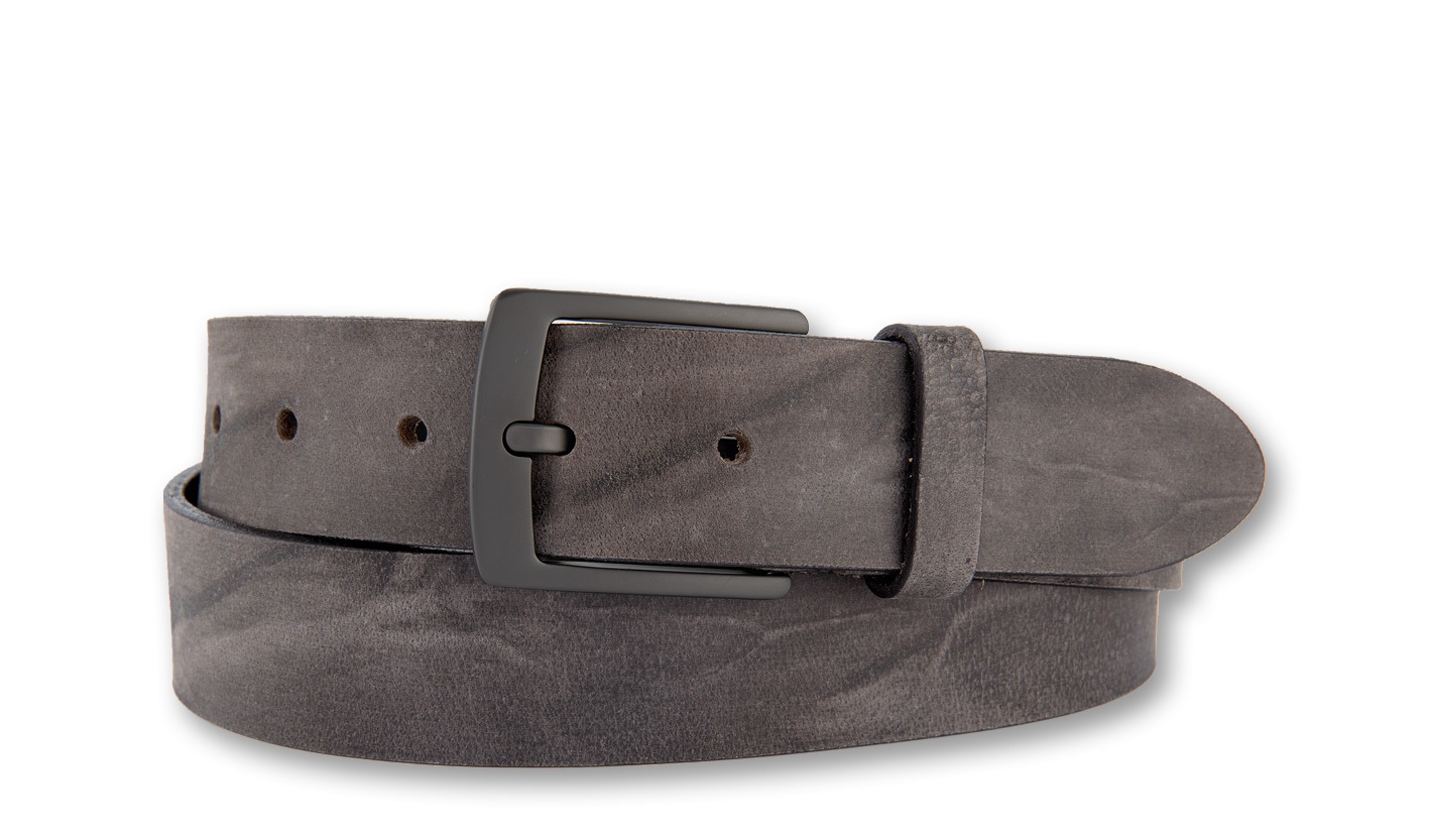Ledergürtel BERND GÖTZ "Jeansgürtel aus Büffelleder mit edler Anthrazitschließe", Herren, Gr. 85, anthrazit, Rindsleder, Gürtel Ledergürtel Image