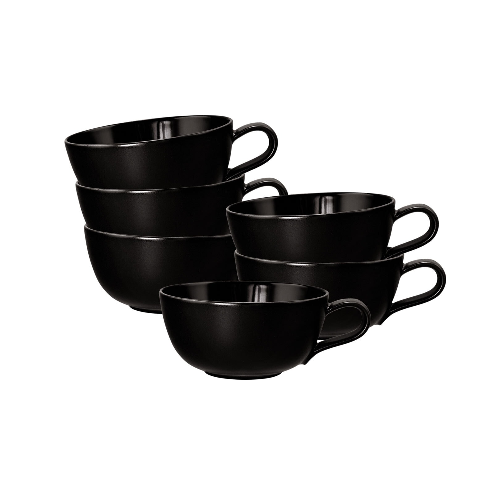 Tasse SELTMANN WEIDEN "Teetassen Liberty Velvet Black 290 ml 6er Set schwarz", schwarz, 6 tlg., Porzellan, Trinkgefäße, Tasse