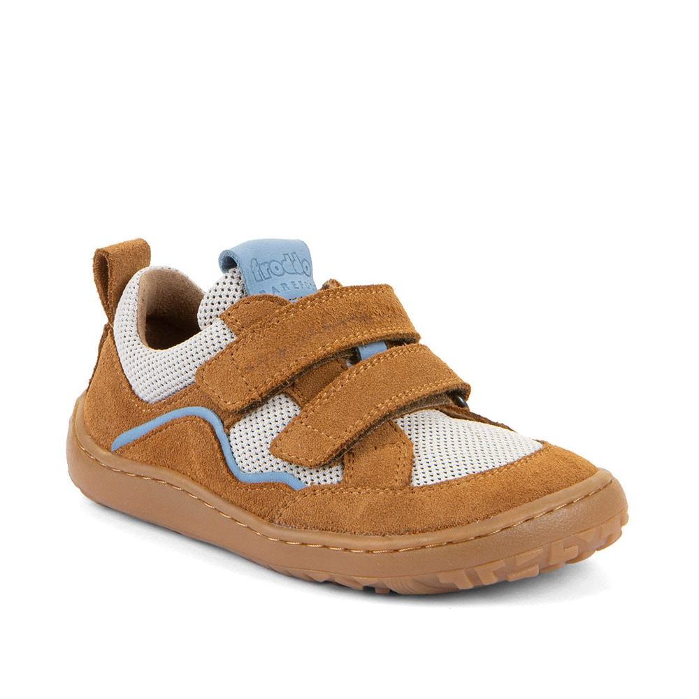 Sneaker FRODDO "Barefoot Base", Damen, Gr. 24, cognac, Leder, Textil, casual, Schuhe Sneaker, Klettschuh, Freizeitschuh, Barfußschuh mit Klettverschluss