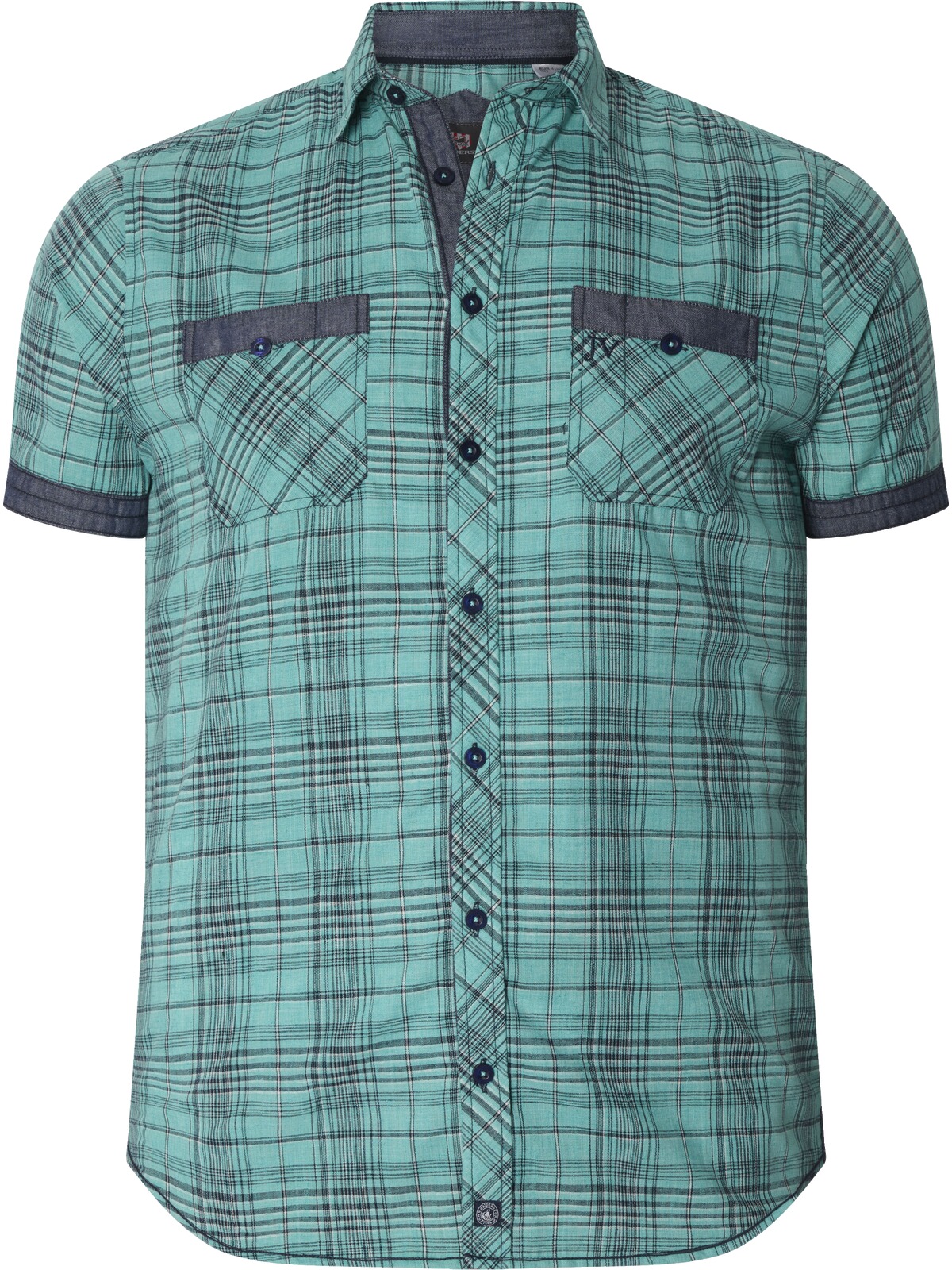 Kurzarmhemd JAN VANDERSTORM "Kurzarmhemd AALVAN", Herren, Gr. XL, weit, blau (türkis kariert), Obermaterial: 60% Polyester COOLMAX PES(Coolmax). 25% Baumwolle CO. 15% Leinen LI., Hemden