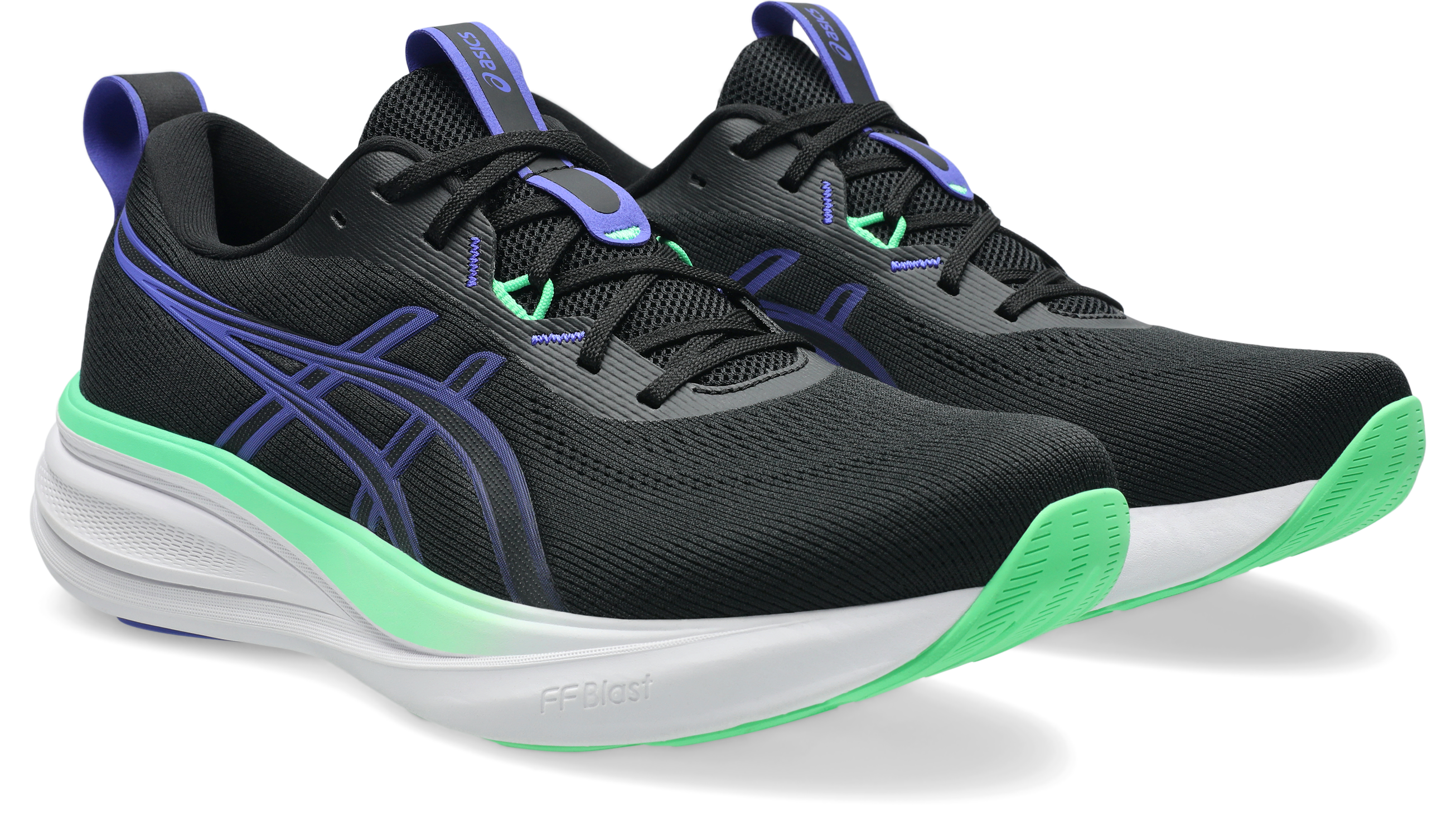 Laufschuh ASICS "GEL-PULSE 17", Herren, Gr. 42, schwarz, cobalt burst, Synthetik, Schuhe Laufschuh, mit GEL-Technologie im Rückfuß, mit FF BLAST Dämpfung