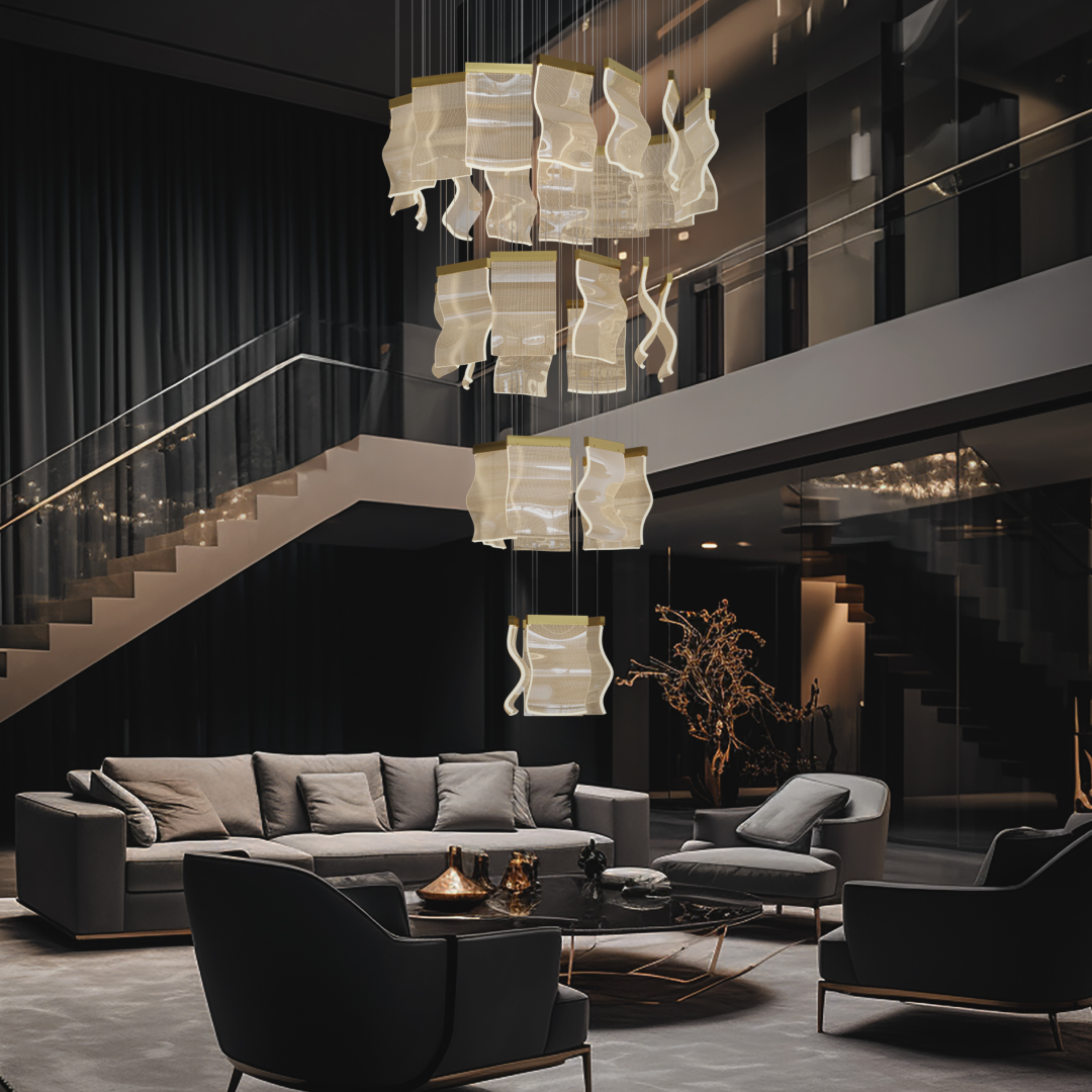 Helia | Luxury Postmodern Chandelier | Black Ash / 10 Lights / Round Mount / Warm White (3000k) | MOD LIGHTING