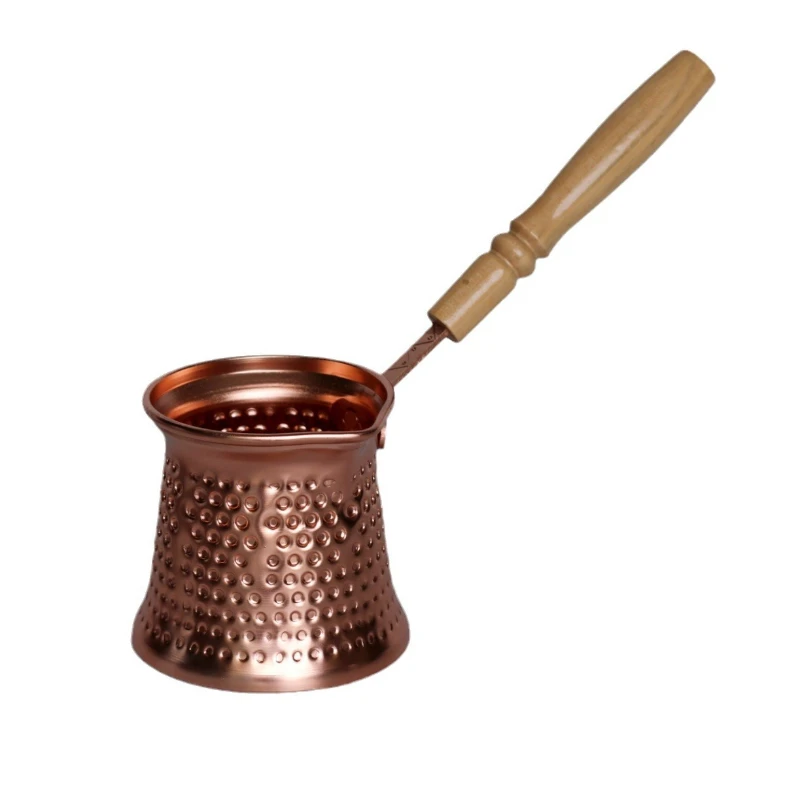 Cafetière turque en cuivre, dessus de poêle, manche en bois, petite cafetière expresso multifonction, chauffage du lait, Pots à lait Ibrik Ibrik