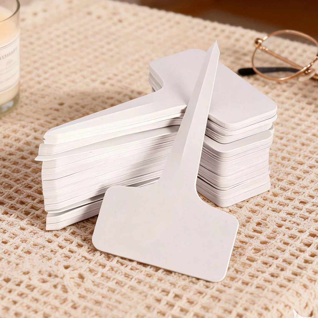 100 Stück 6 x 10 cm Kunststoff-Pflanzenetiketten in T-Form, Gärtnerei- und Gartenschilder, wiederverwendbare Pflanzenetiketten Image