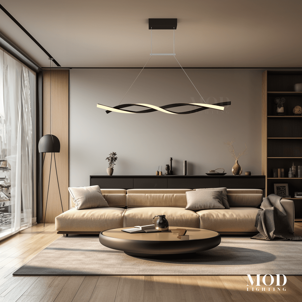 Wavey | Minimalist Pedant Light | Matte Black / Large / Dimmable | MOD LIGHTING