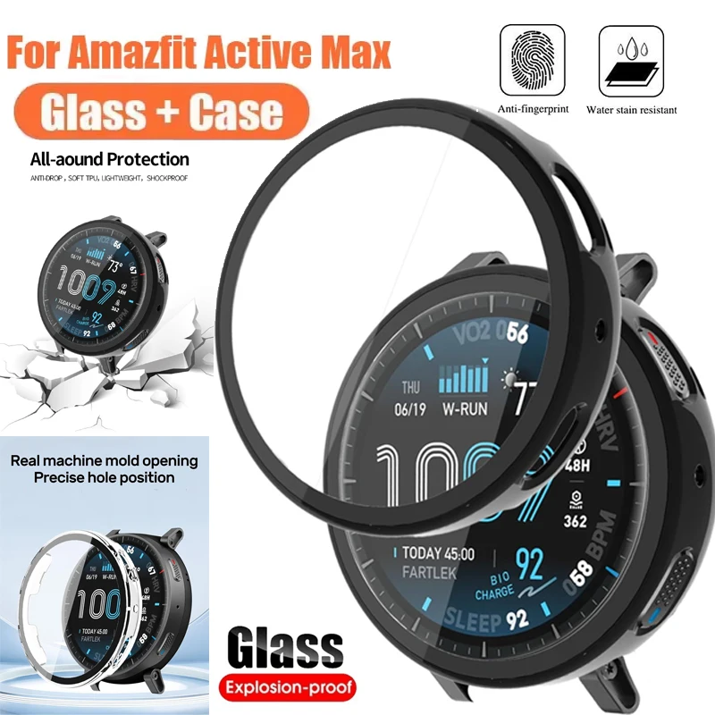 Harte PC-Hülle + gehärtetes Glas für Amazfit Active Max Displayschutzfolie Schutzhülle für Amazfit Active Max Cover Shell Zubehör Image