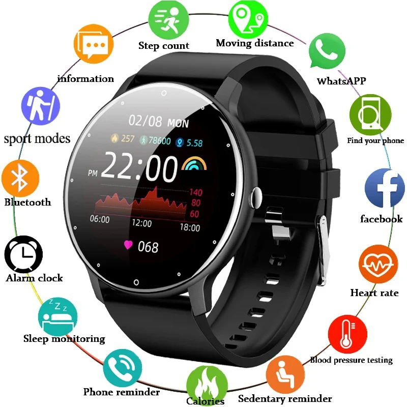 LIGE Modische Smartwatch für Herren, Sport-Fitness-Gesundheitsmonitor, Neue Uhren, IP67 Wasserdicht, Bluetooth-Anruf für Android iOS Smartwatch Image