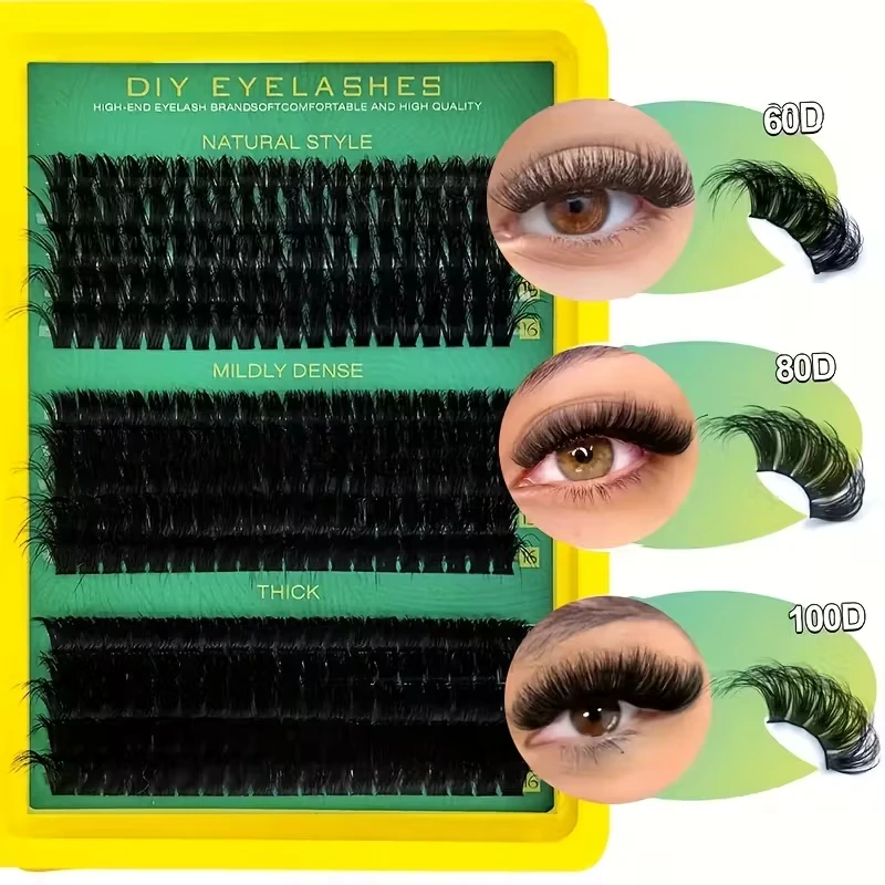 300 Cluster Wimpernverlängerungsset - Weiche Russische DD-Curl, Verschiedene Längen 10-16mm, 0,07mm Dicke, Wasserfeste Faux-Nerz-Wimpern Image
