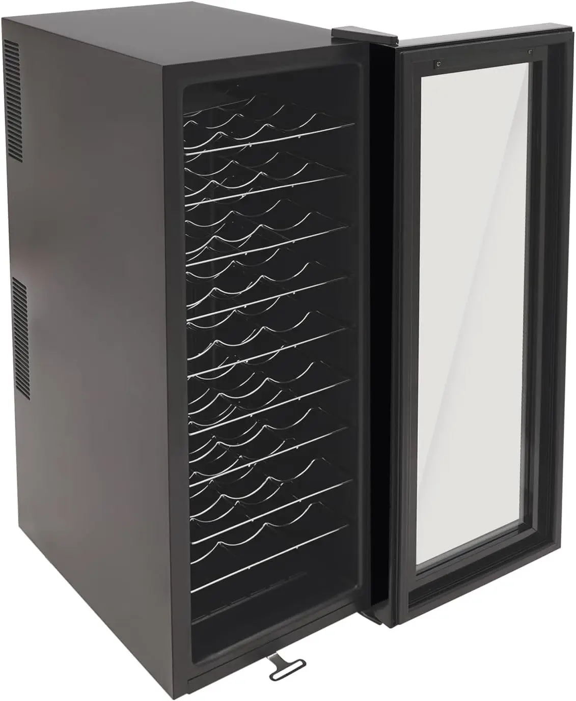 Réfrigérateur à vin de 90 litres pour 30 bouteilles, réfrigérateur avec porte en verre, refroidissement par compresseur, réfrigérateur à vin 12-18 ° C