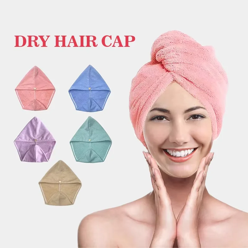 Damen-Haartuchwickel aus Mikrofaser, ultraabsorbierender, schnell trocknender Haarturban, Dusch-Spa-Kopf-Trocknungshut Image