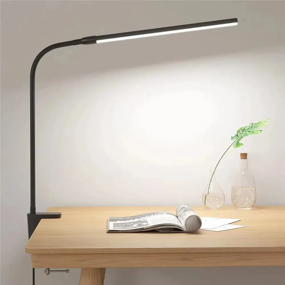 Lampe de bureau à pince LED à double tête simple, à intensité variable, lampes de table pour ordinateur, lumière de moniteur, lampe de table d'architecte pour bureau, lampes de lecture