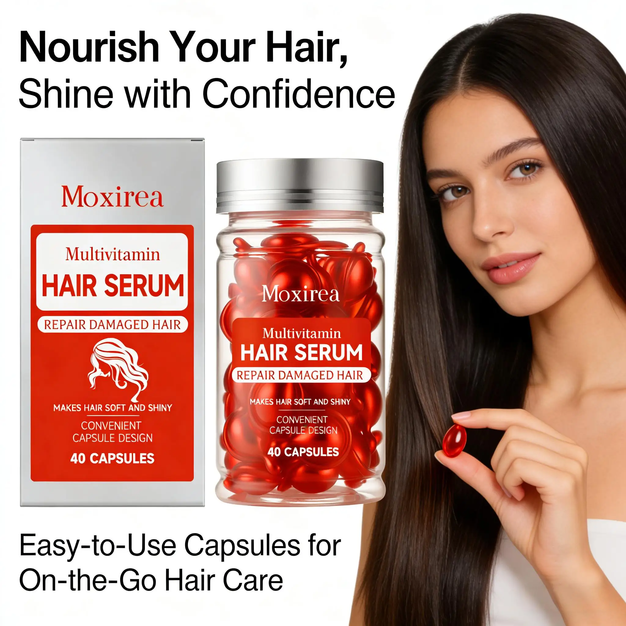 Vitamin-Kapsel Haarbehandlungsöl zur Wiederherstellung von Geschädigtem Haar, Stärkung der Haarfollikel, Förderung des Haarwuchses und Tiefenbefeuchtung Image