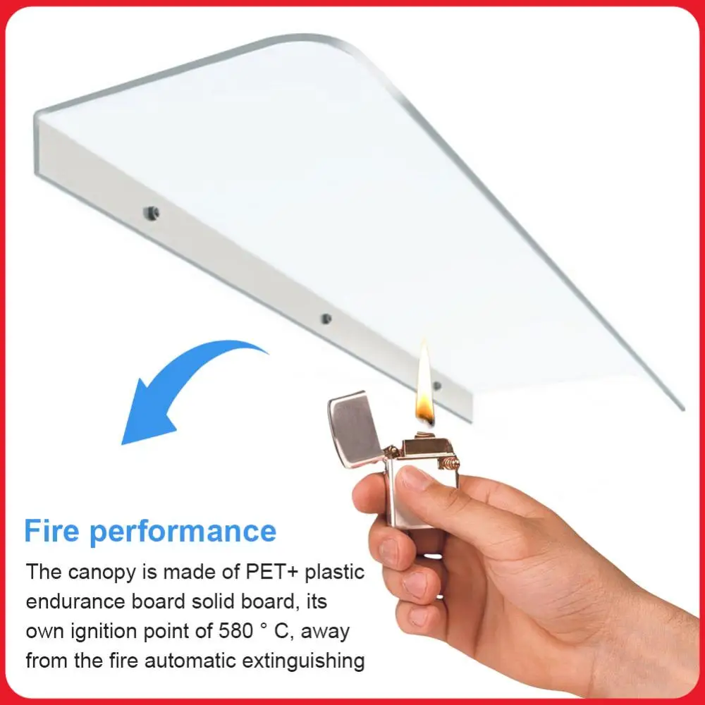 Fenster Tür Wand Vordach Ohne Halterung Fenster-Markise Transparenter Unsichtbarer Regenschutz für Sonne UV- und Regenschutz