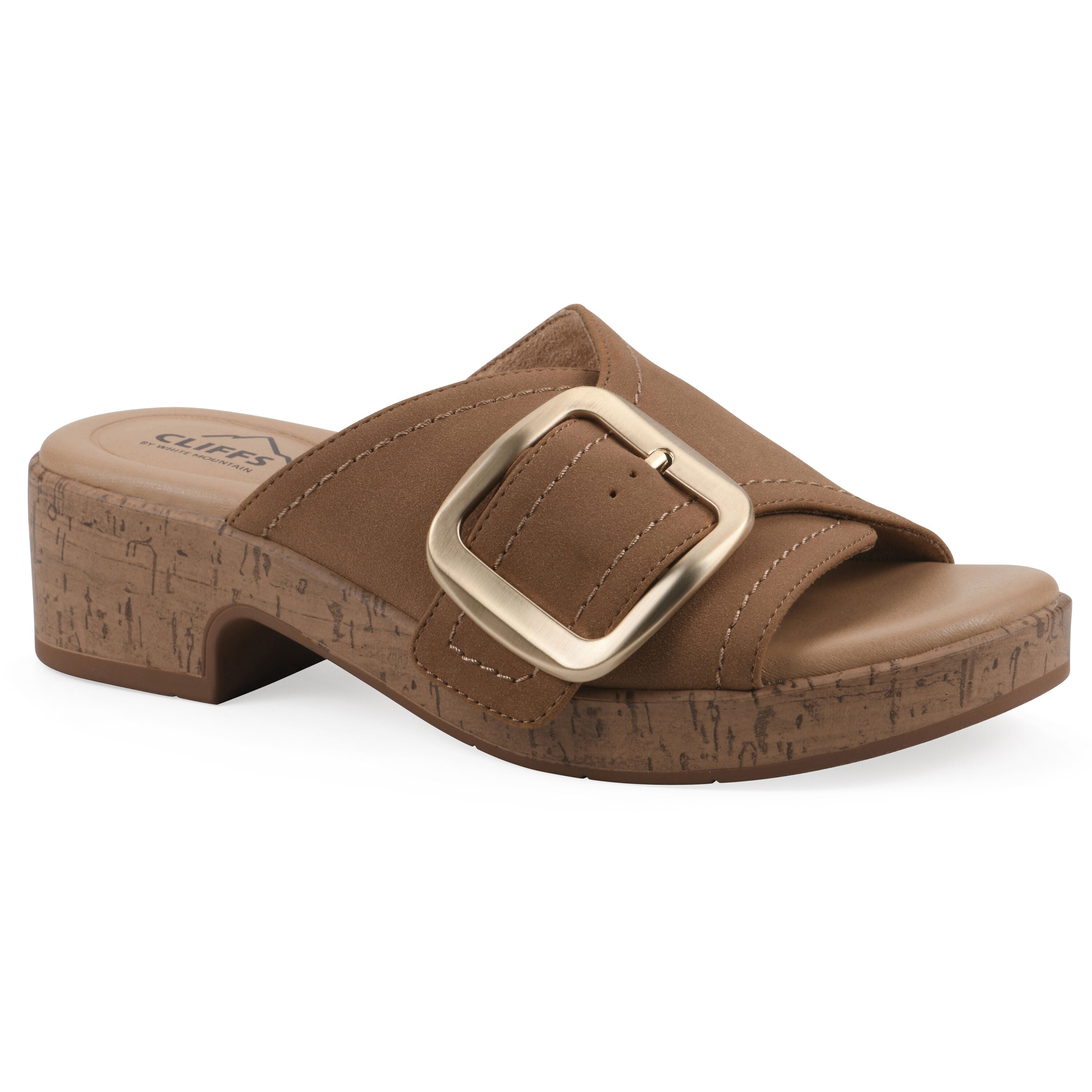 Women's Filipa Block Heel Sandal by Easy Street in Tan Nubuck (Size 8 1/2 M)