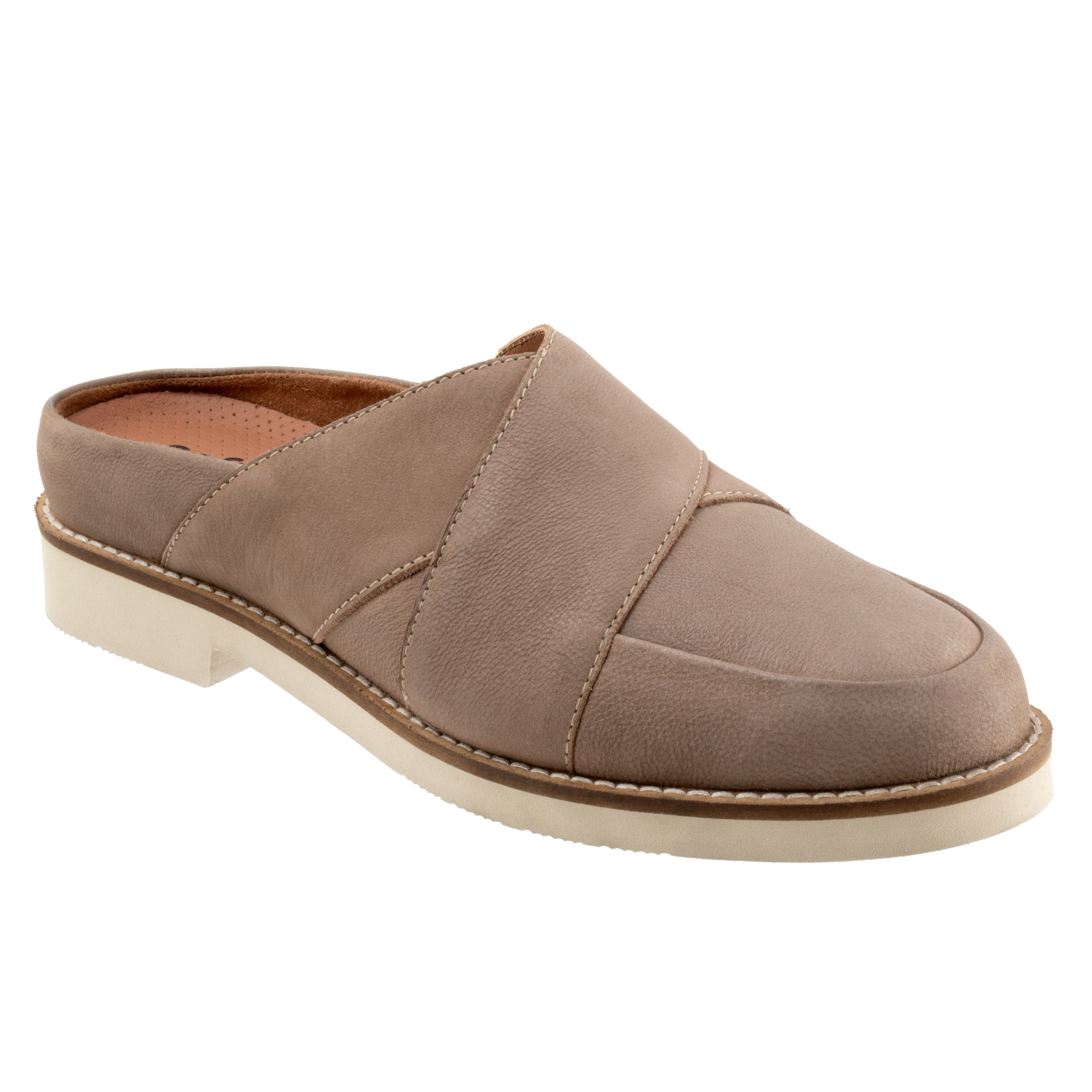 Wide Width Women's Wessex Flat by SoftWalk in Taupe Nubuck (Size 8 W)