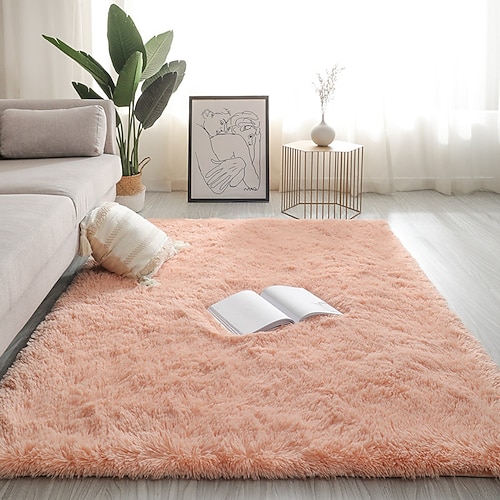 Schlafzimmerteppich im nordischen Stil, flauschiger Bodenteppich, weicher Dekoteppich für Wohnzimmer, Couchtisch, Nachttisch und Mädchenzimmer Image