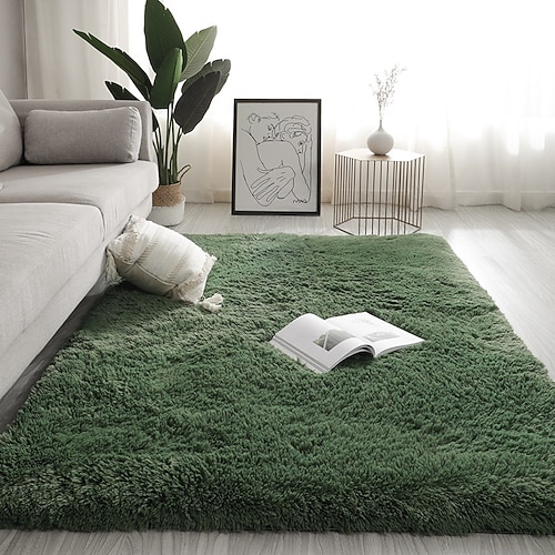 Schlafzimmerteppich im nordischen Stil, flauschiger Bodenteppich, weicher Dekoteppich für Wohnzimmer, Couchtisch, Nachttisch und Mädchenzimmer Image