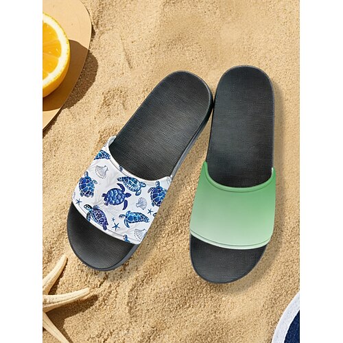 Herren-Sandalen mit Meeresschildkröten-Print – trendiger und praktischer Stil für Männer im Strandurlaub, bei Wasserparkbesuchen und Küstenspaziergängen Image