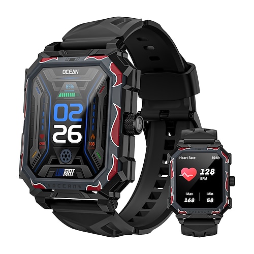 LOKMAT OCEAN MAX Smartwatch 1.96 Zoll Smartwatch mit Bluetooth-Anruffunktion Schrittzähler Anruferinnerung Schlaf-Tracker Kompatibel mit Android iOS Unisex Langer Standby Freisprechanrufe Wasserdicht Image