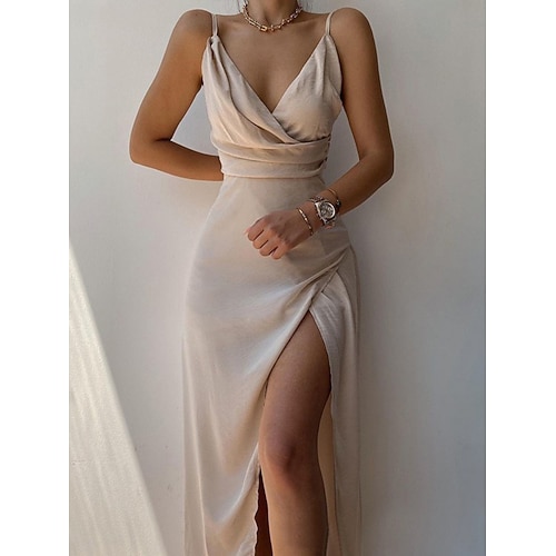 Damen Midikleid Kunstbaumwollleinen Kaftan Kleid Etui-Kleid Sommerkleid Elegant Mode Modern Outdoor Urlaub Ausgehen Schlank Einfach Ärmellos Träger Schwarz Rote Grün Khaki Sommer Frühling Image