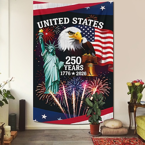 Tag der Unabhängigkeit Tapisserie Banner Decke Fahne Eagle Modern 3D Schlafzimmer Wohnzimmer Wohnheim Jugendzimmer Studentenwohnheim Wandveranda Wohndeko Image